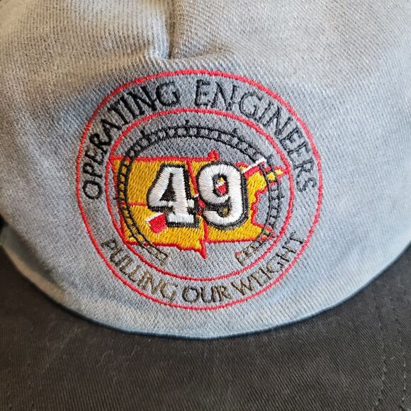 Operating Engineers Union Local 49 Hat cap BLACK & GREY snapback Vtg - Picture 2 of 7